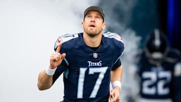 Jan 7, 2024; Nashville, Tennessee, USA;  Tennessee Titans quarterback Ryan Tannehill (17) takes the field during the first half against the Jacksonville Jaguarsat Nissan Stadium. Mandatory Credit: Steve Roberts-USA TODAY Sports