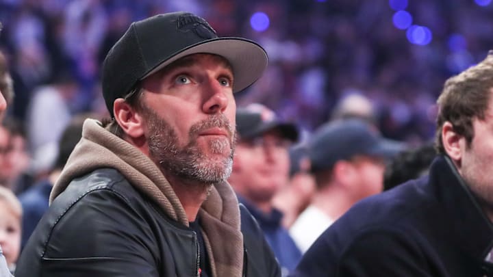 Apr 23, 2023; New York, New York, USA; New York Rangers former goaltender Henrik Lundqvist during game four of the 2023 NBA playoffs at Madison Square Garden. Mandatory Credit: Wendell Cruz-Imagn Images