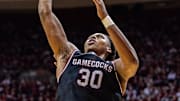 Nov 16, 2024; Bloomington, Indiana, USA; South Carolina Gamecocks forward Collin Murray-Boyles (30) shoots the ball  in the second half against the Indiana Hoosiers at Simon Skjodt Assembly Hall. Mandatory Credit: Trevor Ruszkowski-Imagn Images