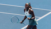 Coco Gauff celebrates a point at the Australian Open.