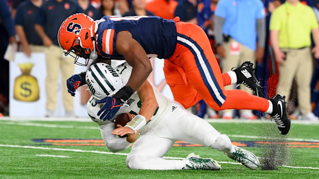 Fadil Diggs makes a tackle against Ohio.