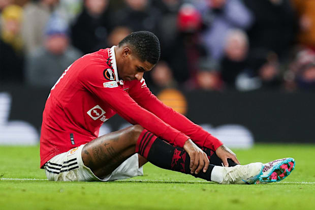 Marcus Rashford looking dejected.