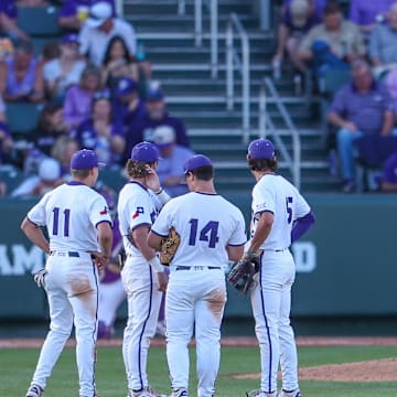 TCU Infield standing around while Louis Rodriguez warms up, 05/09/2025