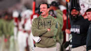 Nov 23, 2024; Columbia, South Carolina, USA; South Carolina Gamecocks head coach Shane Beamer directs his team against the Wofford Terriers in the second half at Williams-Brice Stadium. Mandatory Credit: Jeff Blake-Imagn Images