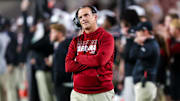 Nov 16, 2024; Columbia, South Carolina, USA; South Carolina Gamecocks head coach Shane Beamer directs his team against the Missouri Tigers in the second half at Williams-Brice Stadium. Mandatory Credit: Jeff Blake-Imagn Images