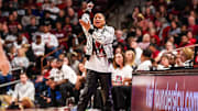 Mar 2, 2025; Columbia, South Carolina, USA; South Carolina Gamecocks head coach Dawn Staley directs her team against the Kentucky Wildcats in the first half at Colonial Life Arena. Mandatory Credit: Jeff Blake-Imagn Images