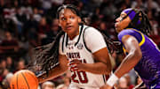 South Carolina forward Sania Feagin drives to the hoop in a game last month.