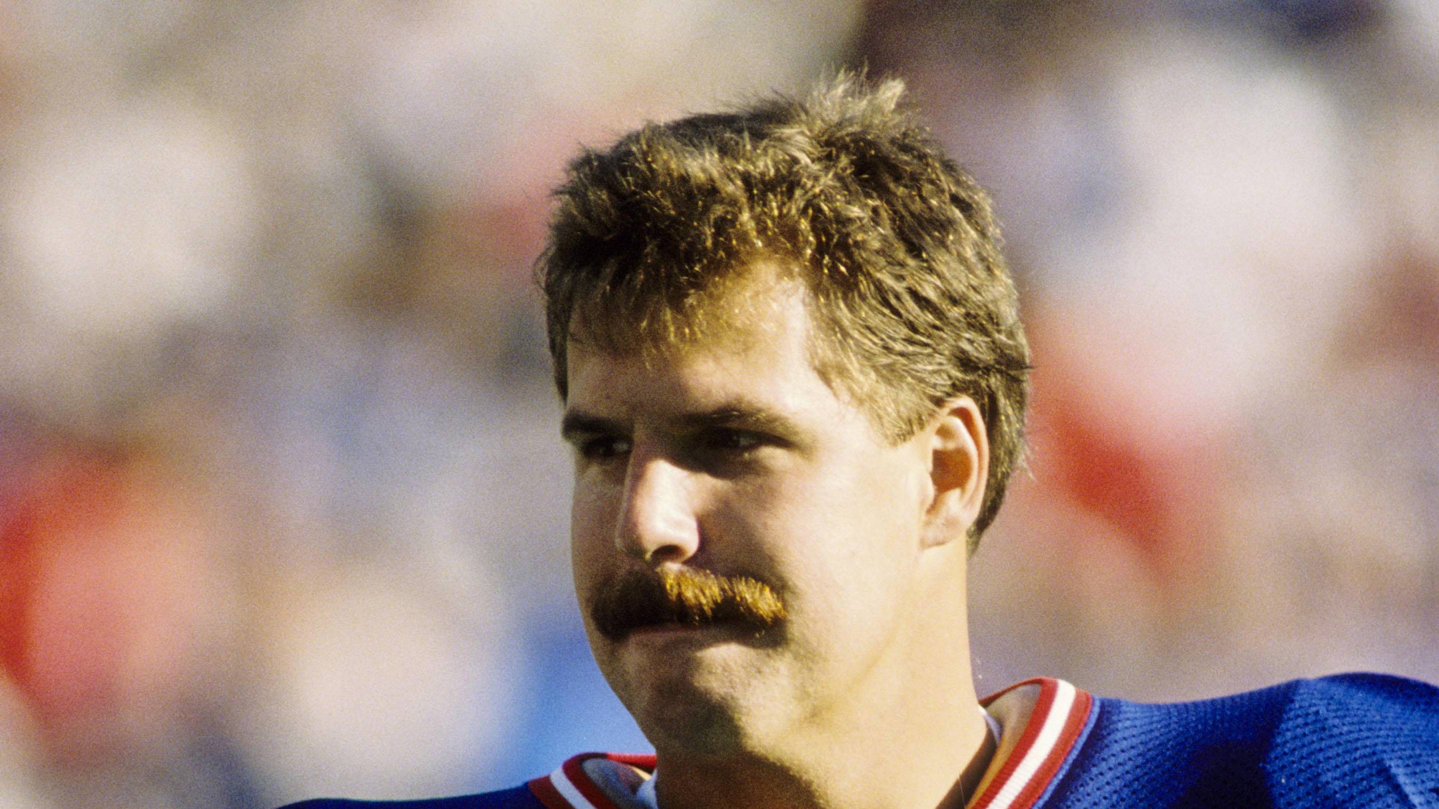Nov 6, 1988; East Rutherford, NJ, USA; FILE PHOTO; New York Giants offensive lineman Karl Nelson (63) on the sideline against the Dallas Cowboys at Giants Stadium during the 1988 season.