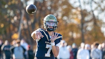La Salle's Gavin Sidwar throws a pass against St. Joseph's Prep during the Philadelphia Catholic League 6A football championship game in Ambler on Saturday, Nov. 9, 2024.