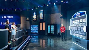 Host Guy Fieri with contestants Dale Talde and Sara Bradley