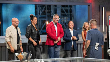 Bryan Voltaggio presents to 24 in 24 Last Chef Standing Season 2 finale judges