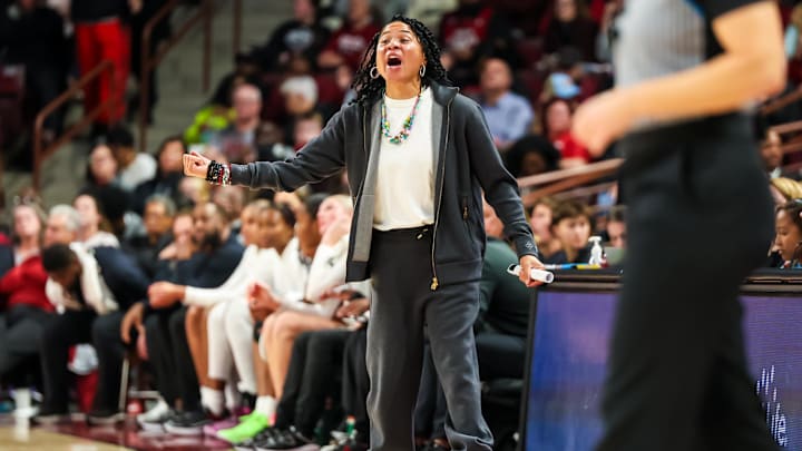 Legendary South Carolina coach Dawn Staley was visibly upset at times with her team
