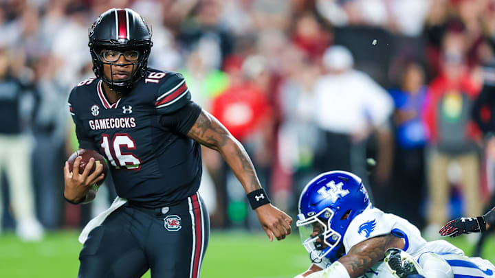 South Carolina football quarterback LaNorris Sellers last year against the Kentucky Wildcats