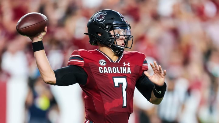 Sep 3, 2022; Columbia, South Carolina, USA; South Carolina Gamecocks quarterback Spencer Rattler (7)