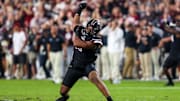 South Carolina Gamecocks DT T.J. Sanders celebrates a stop against the Texas A&M Aggies.