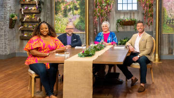 Judges Kardea Brown, Duff Goldman, Nancy Fuller and Host Jesse Palmer, portrait, as seen on Spring Baking Championship, Season 9.