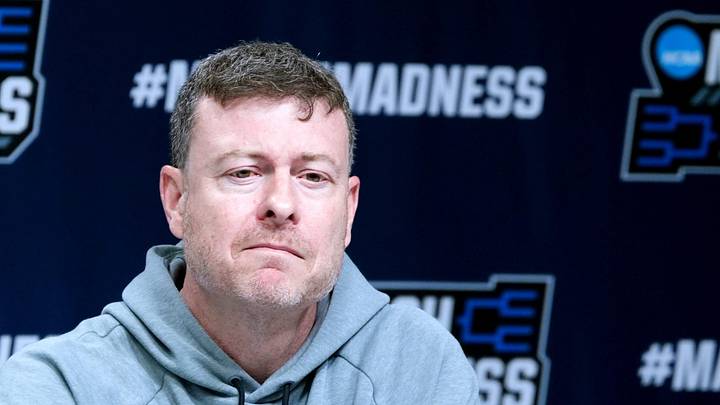 Vanderbilt mens' basketball coach Mark Byington speaks to the media during practice and media day for the first round of the NCAA basketball tournament at Paycom Center in Oklahoma City, Okla., Wednesday March 18, 2026.