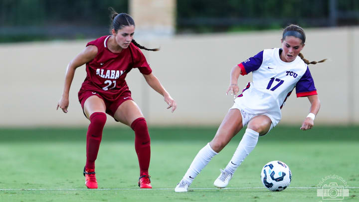 TCU Soccer's Cameron Patton in the season opener against Alabama.