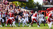 Oct 25, 2025; Columbia, South Carolina, USA; Alabama Crimson Tide quarterback Ty Simpson (15) calls the play against the South Carolina Gamecocks in the first quarter at Williams-Brice Stadium. Mandatory Credit: Jeff Blake-Imagn Images