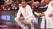 Feb 22, 2025; Columbia, South Carolina, USA; Texas Longhorns head coach Rodney Terry directs his team against the South Carolina Gamecocks in the first half at Colonial Life Arena. Mandatory Credit: Jeff Blake-Imagn Images
