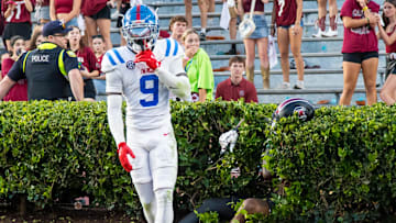Mississippi Rebels wide receiver Tre Harris (9) 