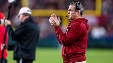 Nov 16, 2024; Columbia, South Carolina, USA; South Carolina Gamecocks head coach Shane Beamer directs his team against the Missouri Tigers in the second half at Williams-Brice Stadium. Mandatory Credit: Jeff Blake-Imagn Images