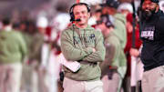 Nov 23, 2024; Columbia, South Carolina, USA; South Carolina Gamecocks head coach Shane Beamer directs his team against the Wofford Terriers in the second half at Williams-Brice Stadium. Mandatory Credit: Jeff Blake-Imagn Images