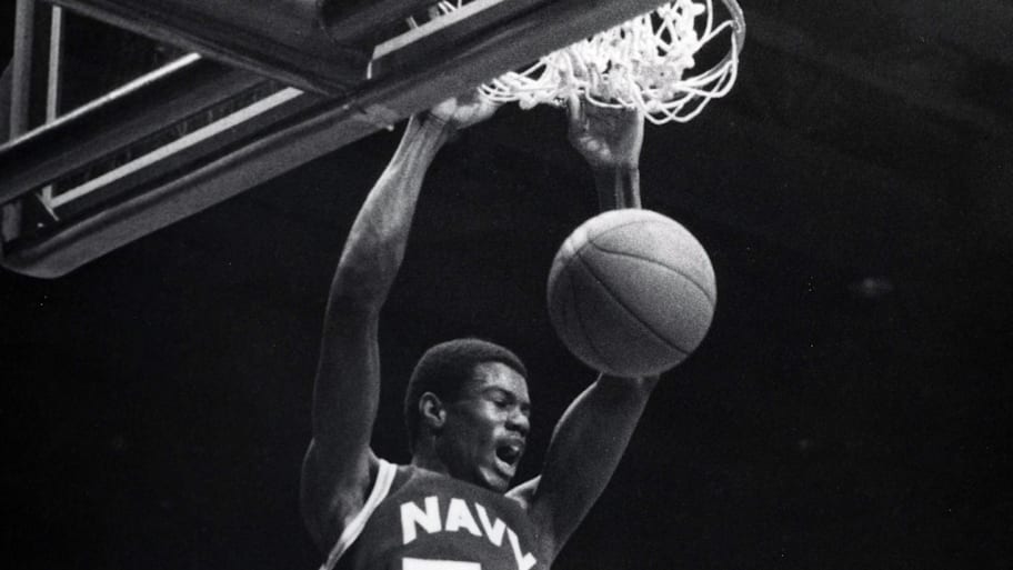 David Robinson dunks against Maryland.