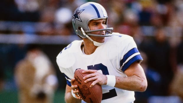 Dallas Cowboys quarterback Roger Staubach (12) in action  during the 1978 season.