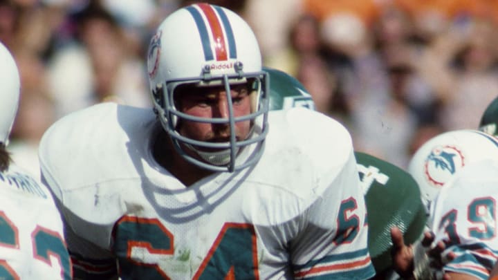 Guard Ed Newman in action against the New York Jets at the Orange Bowl in 1979.