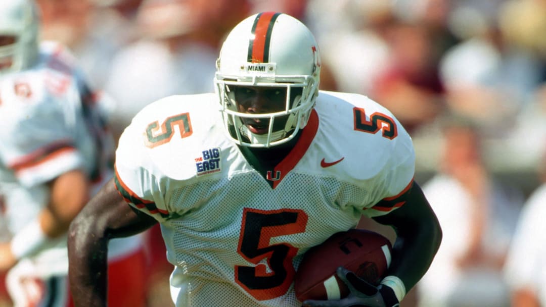Uknown date; Tallahassee, FL, USA; FILE PHOTO; Miami Hurricanes running back Edgerrin James (5) in action against the Florida State Seminoles at Doak Campbell Stadium. Mandatory Credit: Photo By Imagn Images