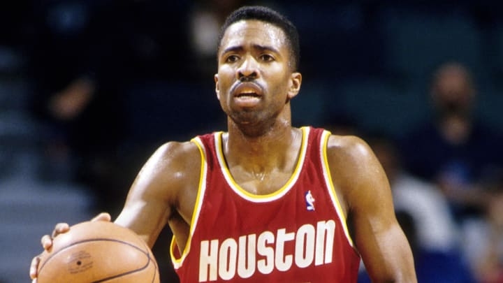 Dec 14, 1993; Miami, FL, USA; FILE PHOTO; Houston Rockets guard Kenny Smith (30) in action against the Miami Heat at the Miami Arena. Mandatory Credit: USA TODAY Sports