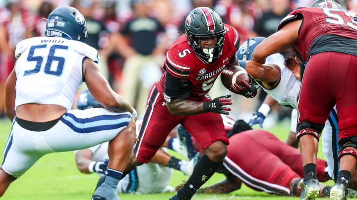 South Carolina football running back Rocket Sanders against Old Dominion