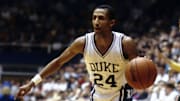 Dec 1985; Durham, NC, USA; FILE PHOTO; Duke guard Johnny Dawkins (24)  in action during the 1985-86 season at Cameron Indoor Stadium. Mandatory Credit: Malcolm Emmons-Imagn Images