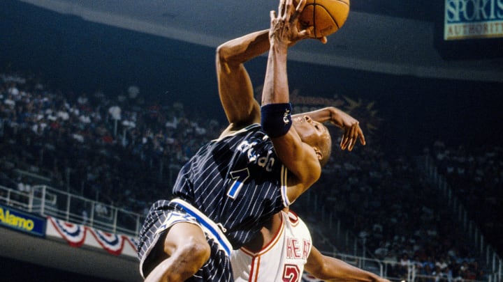 May 4, 1997; Miami, FL; USA; FILE PHOTO; Orlando Magic guard Penny Hardaway (1) in action against the Miami Heat during the first round of the 1997 NBA Playoffs at the Miami Arena. Mandatory Credit: RVR Photos-USA TODAY Sports