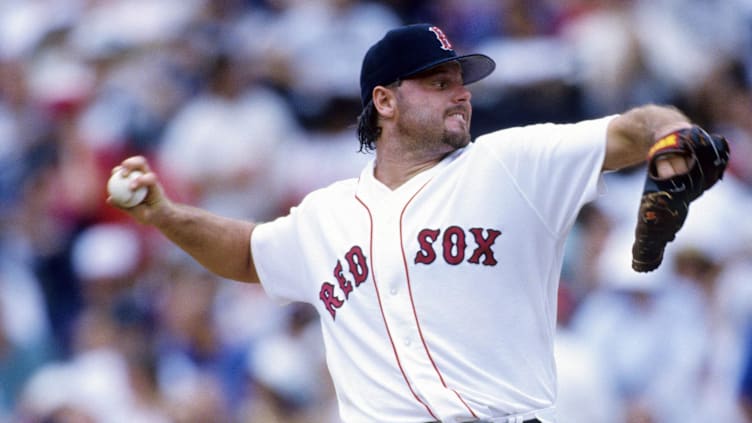 Unknown date 1995; Boston, MA, USA, FILE PHOTO; Boston Red Sox pitcher Roger Clemens in action at