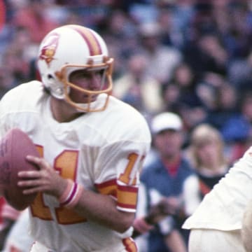 Buccaneers quarterback Steve Spurrier prepares to pass for his 0-14 team against the Colts in 1976.