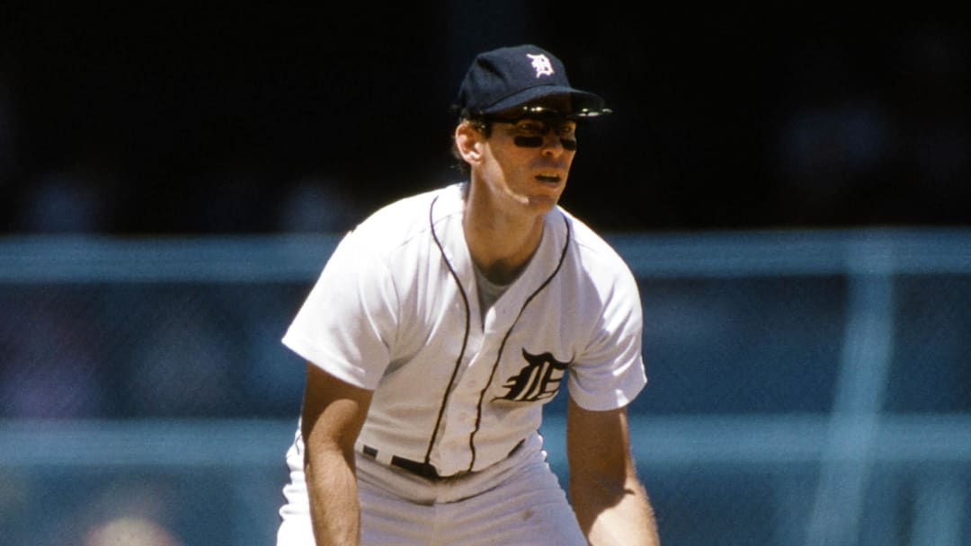 Jun 15, 1990; Detroit, MI, USA; FILE PHOTO; Detroit Tigers infielder Alan Trammell in action against the California Angels at Tiger Stadium.