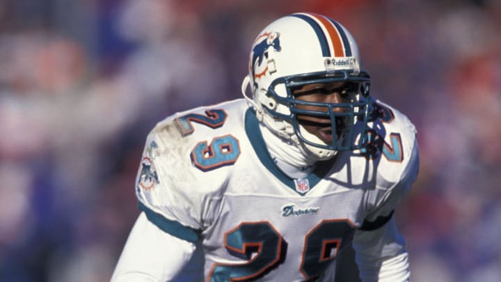 Miami Dolphins CB Sam Madison during a 1997 game.