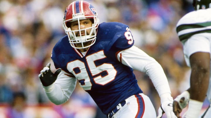 Oct 8, 1995; Orchard Park, NY, USA; Buffalo Bills linebacker Bryce Paup (95) in action against the New York Jets at Rich Stadium. FILE PHOTO; Mandatory Credit: Imagn Images