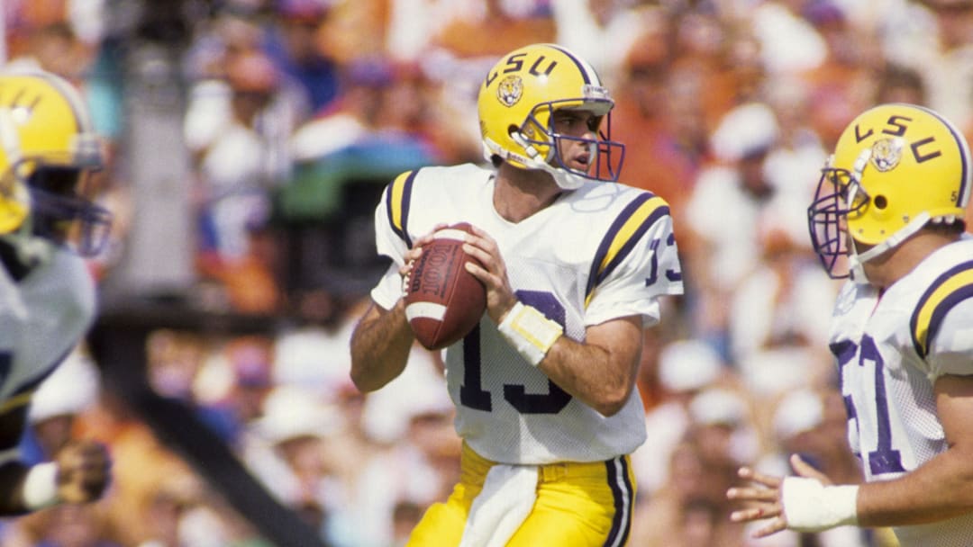 Oct 1, 1988; Gainesville, FL, USA; FILE PHOTO;  LSU quarterback Tommy Hodson in action against the