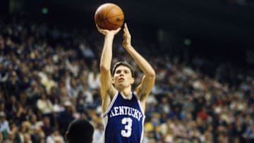 Dec 19, 1986; Lexington, KY, USA, FILE PHOTO; Kentucky Wildcats guard Rex Chapman (3) in action against the Iona Gaels at Rupp Arena.  Mandatory Credit: Malcolm Emmons-Imagn Images