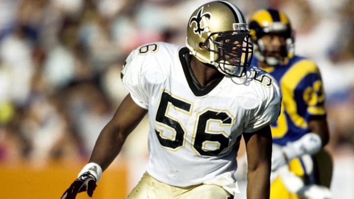 Dec 9, 1990; New Orleans Saints linebacker Pat Swilling (56) in action against the Los Angeles Rams