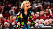 Jan 24, 2025; Columbia, South Carolina, USA; LSU Lady Tigers head coach Kim Mulkey reacts to a play against the South Carolina Gamecocks in the second half at Colonial Life Arena. Mandatory Credit: Jeff Blake-Imagn Images