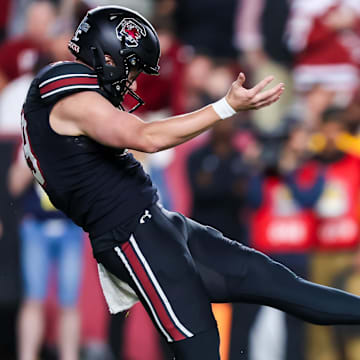 Nov 18, 2023; Columbia, South Carolina, USA; South Carolina Gamecocks punter Kai Kroeger (39) in the second half at Williams-Brice Stadium. Mandatory Credit: Jeff Blake-Imagn Images Kentucky