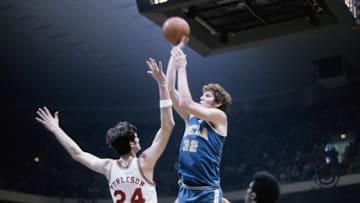 Mar 23, 1974; Greensboro, NC, USA; FILE PHOTO; UCLA Bruins center (32) Bill Walton in action against the North Carolina State Wolfpack during the 1974 Final Four.  Mandatory Credit: Malcolm Emmons-Imagn Images