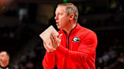 Mar 4, 2025; Columbia, South Carolina, USA; Georgia Bulldogs head coach Mike White directs his team against the South Carolina Gamecocks in the first half at Colonial Life Arena. Mandatory Credit: Jeff Blake-Imagn Images