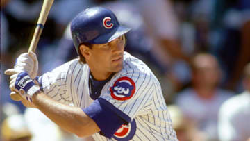 Ryne Sandberg of the Chicago Cubs in action during the 1989 season at Wrigley Field.  