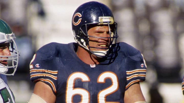 Oct 10, 1993; Philadelphia, PA, USA; FILE PHOTO; Chicago Bears guard Mark Bortz (62) on the field against the Philadelphia Eagles at Veterans Stadium. Mandatory Credit: Manny Rubio-USA TODAY Sports