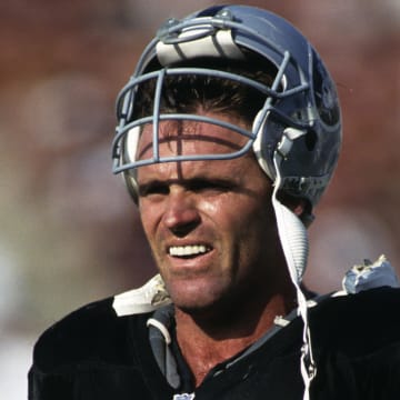 Oct 10, 1993; Los Angeles, CA, USA; FILE PHOTO; Los Angeles Raiders defensive end Howie Long (75) walks off the field after a play against the New York Jets at Los Angeles Memorial Coliseum. Mandatory Credit: Peter Brouillet-USA TODAY NETWORK